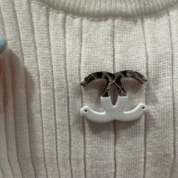 CHANEL White Sleeveless Ribbed Mini Dress NWT - Picture 5 of 5